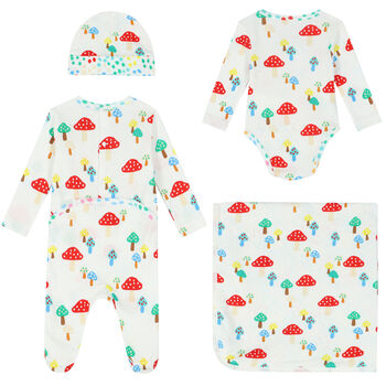 Baby Girls White Mushroom 4-Piece Set