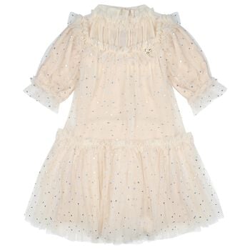 Girls Beige Embellished Tulle Myrtisa Dress