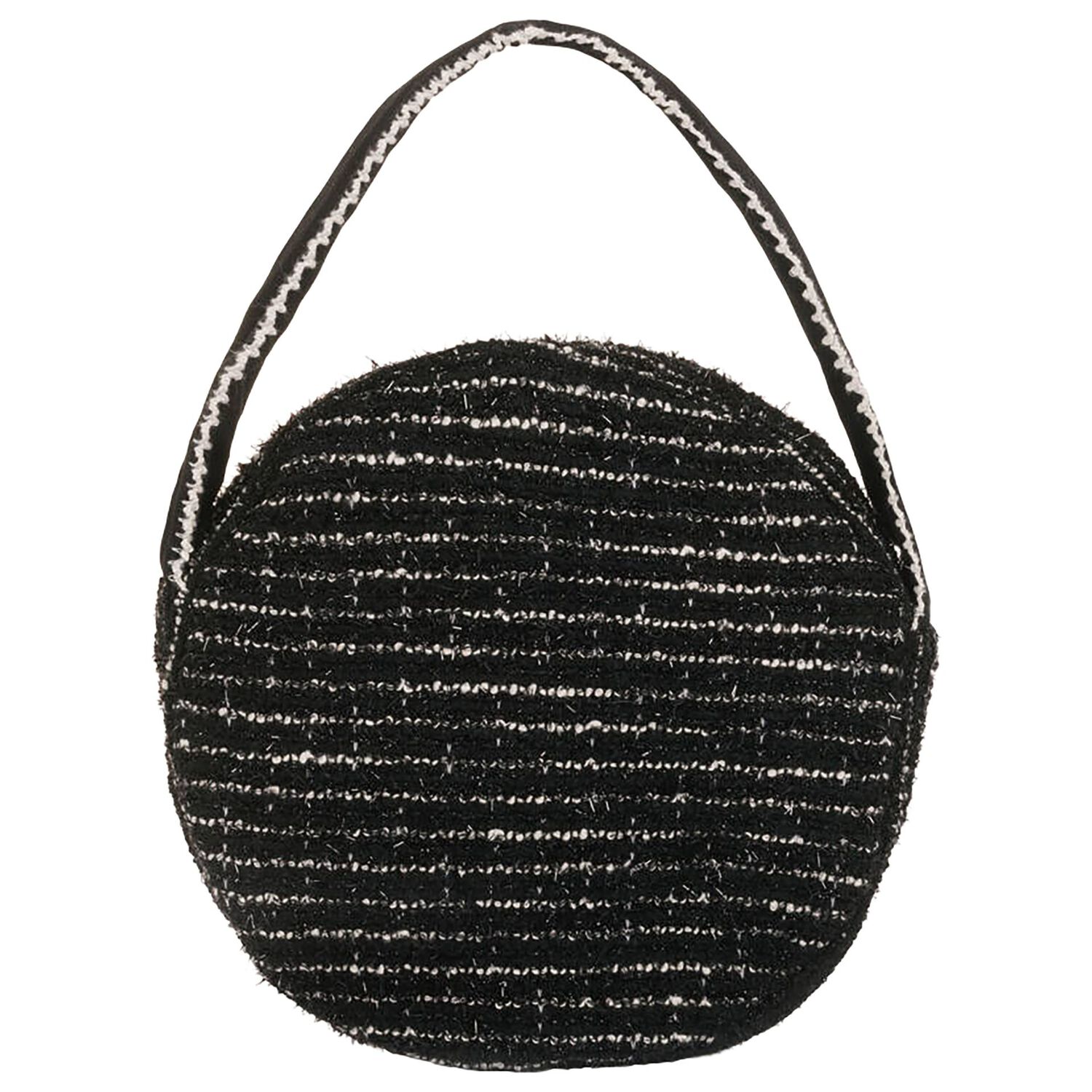 Girls Black Bow Tweed Handbag, 1, hi-res