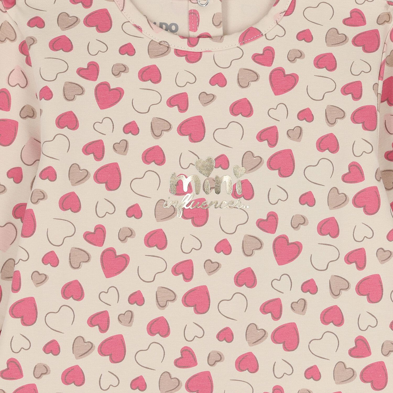 Younger Girls Beige Hearts Long Sleeve Top, 1, hi-res image number null