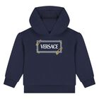 Younger Boys Navy Blue Logo Hooded Top, 1, hi-res