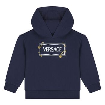 Younger Boys Navy Blue Logo Hooded Top