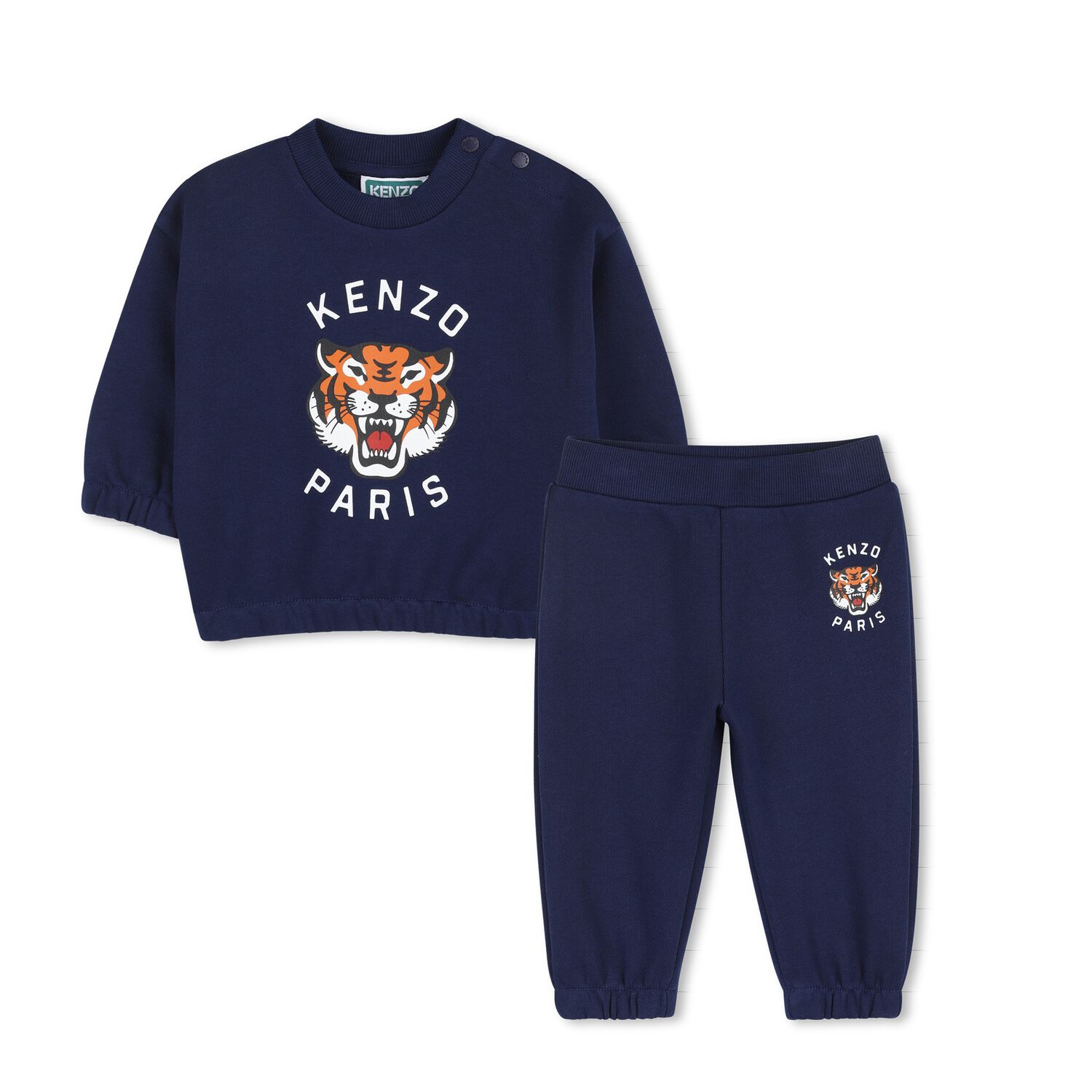 Younger Boys Navy Blue Tiger Logo Tracksuit, 1, hi-res