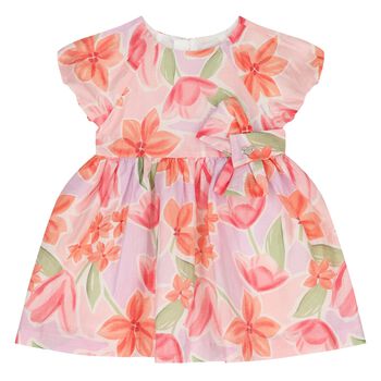 Younger Girls Pink & Orange Floral Dress