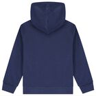 Boys Navy Blue Logo Hooded Top, 1, hi-res