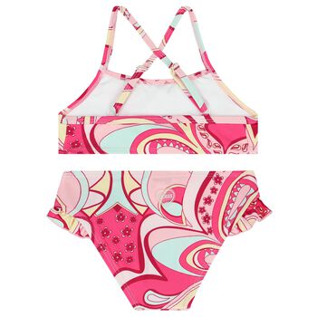 Girls Pink Abstract Print Bikini