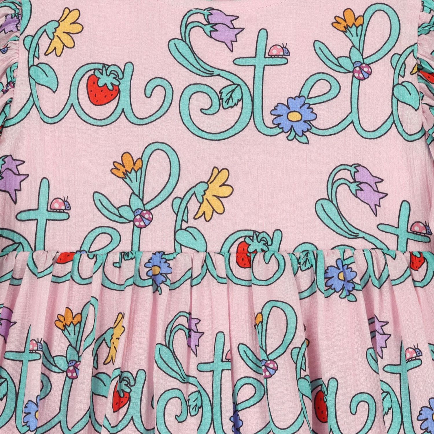 Girls Pink Logo Floral Dress, 1, hi-res