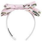 Girls White & Pink Bow Headband, 2, hi-res
