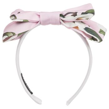 Girls White & Pink Bow Headband