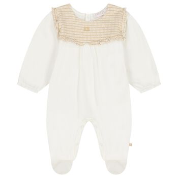 Baby Ivory & Gold Ruffled Babygrow