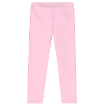 Girls Pink Teddy Leggings