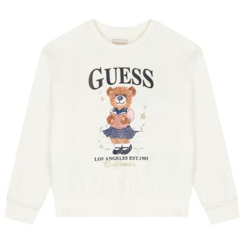 Girls Ivory Teddy Bear Logo Sweatshirt