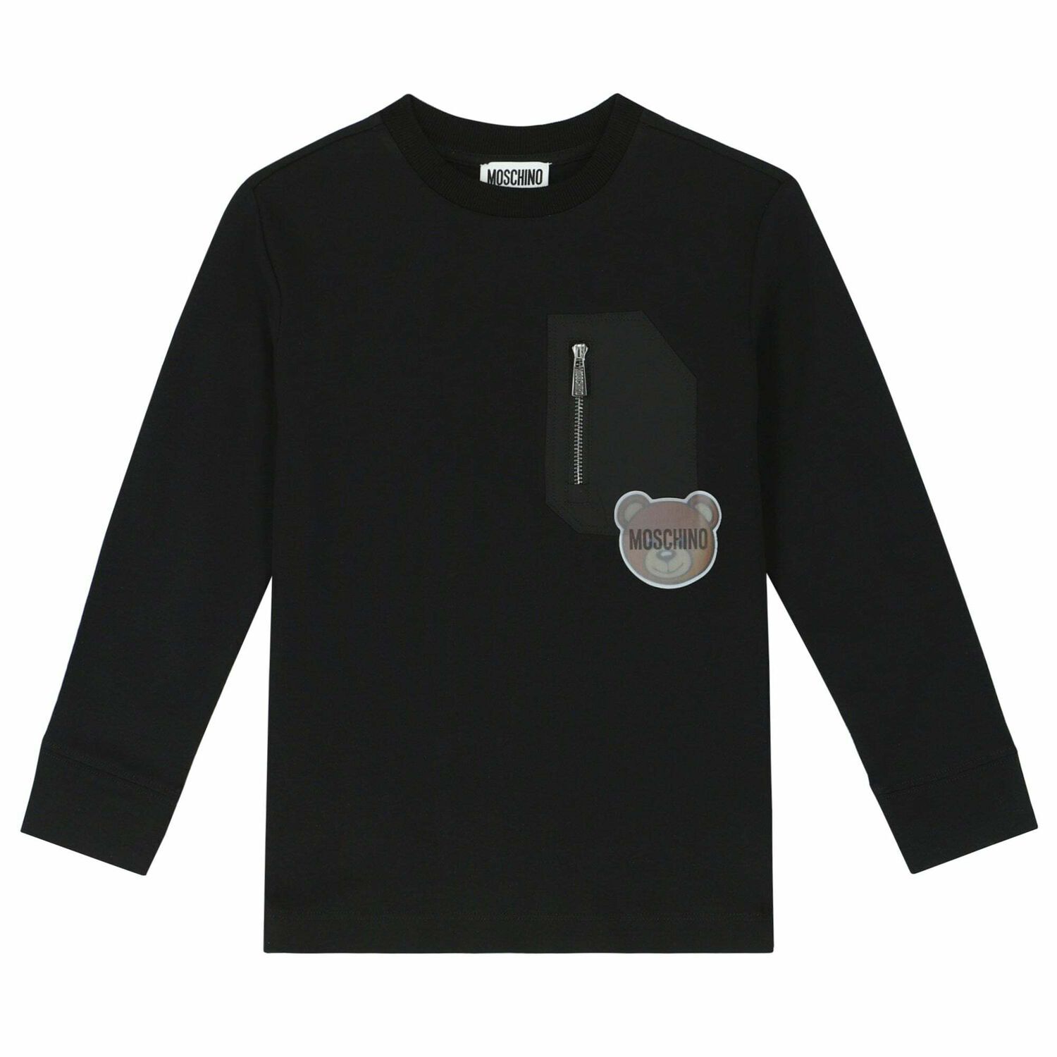 Boys Black Logo Long Sleeve Top, 2, hi-res image number null