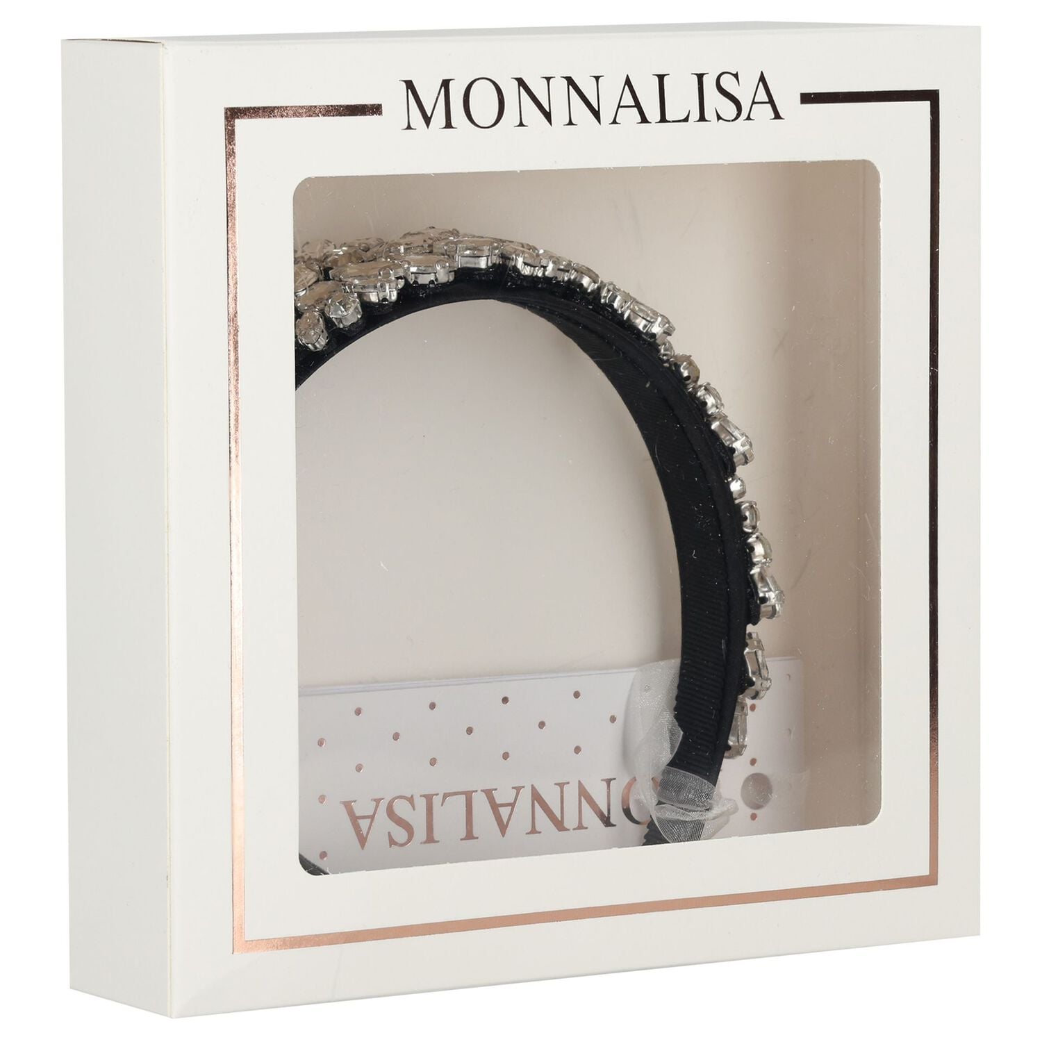 Girls Black Crystal Embellished Headband, 2, hi-res