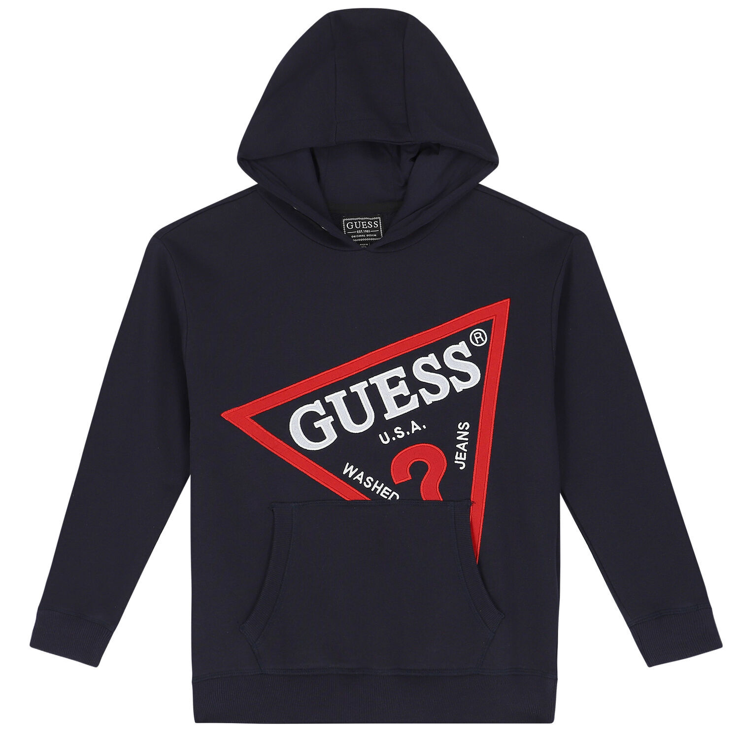 Boys Navy Logo Hooded Top, 1, hi-res image number null