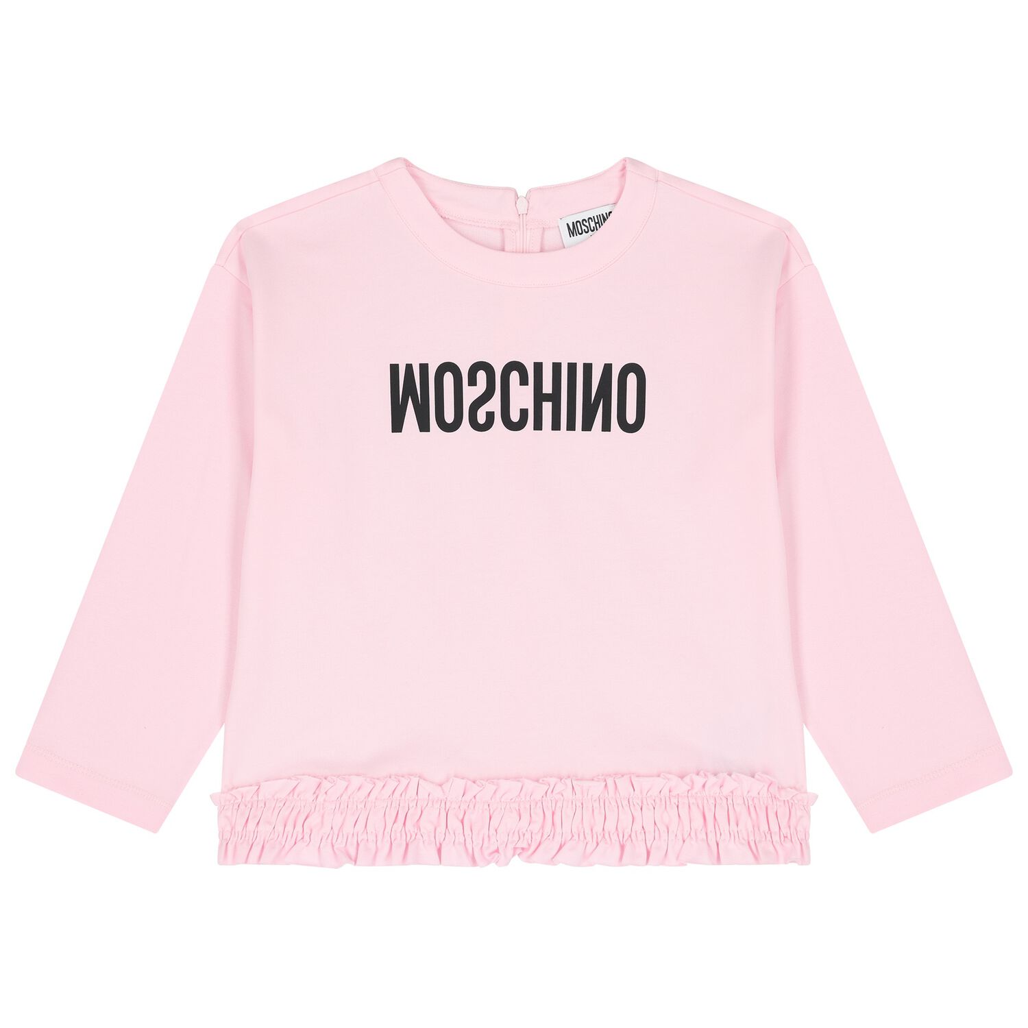 Girls Pink Logo Ruffled Sweatshirt, 1, hi-res