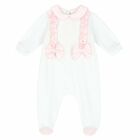 Baby Girls White & Pink Babygrow, 1, hi-res