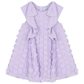 Girls Lilac Flowers Chiffon Dress