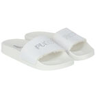 Girls White Logo Sliders, 1, hi-res