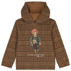 Boys Beige Polo Bear Hooded Top, 1, hi-res