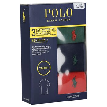 Boys Navy Blue, Green & Orange Logo T-Shirts ( 3-Pack )