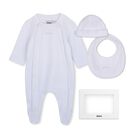 Baby Boys Blue & White Logo Babygrow Gift Set, 2, hi-res