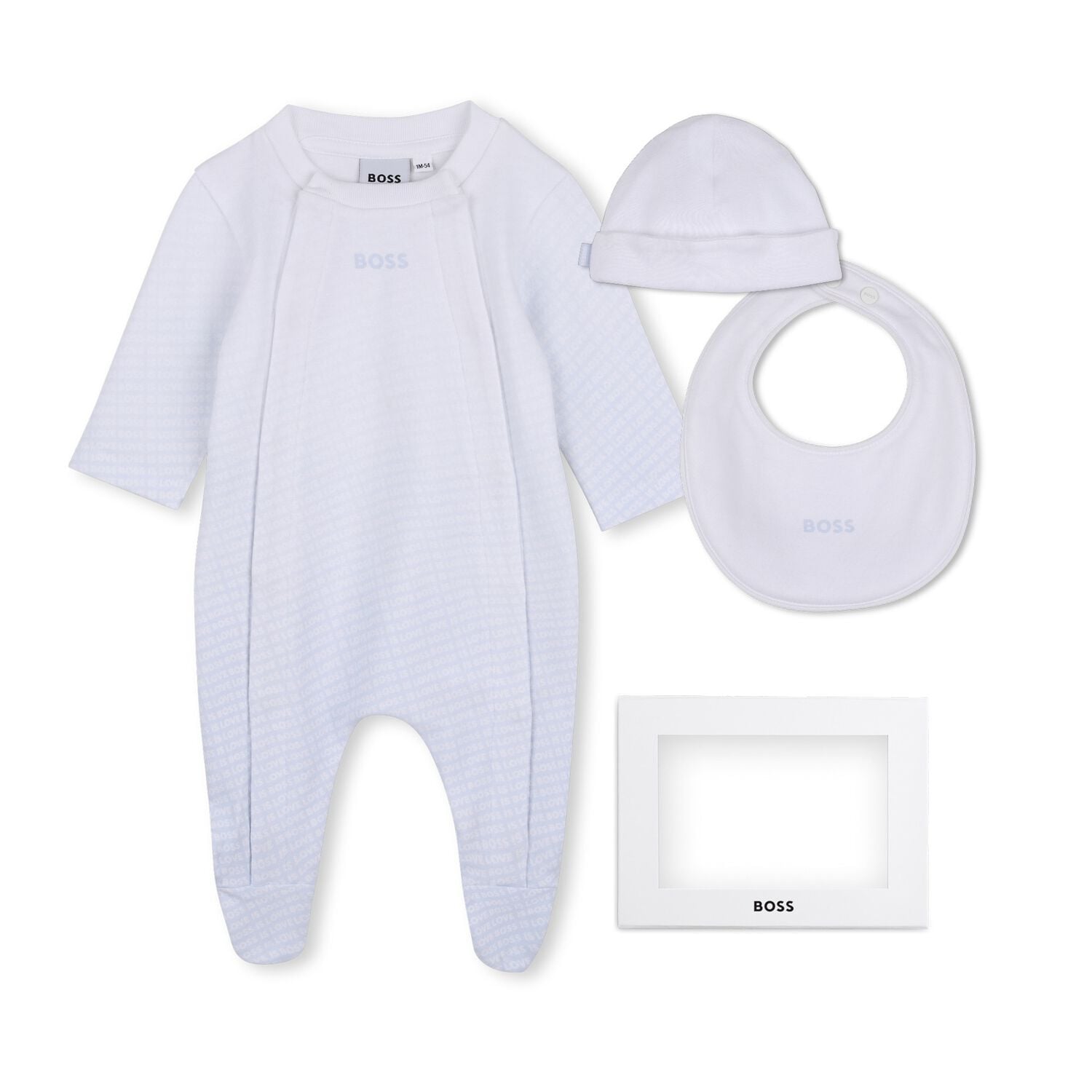 Baby Boys Blue & White Logo Babygrow Gift Set, 2, hi-res