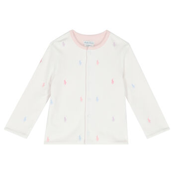 Baby Girls White & Pink Reversible Logo Jacket