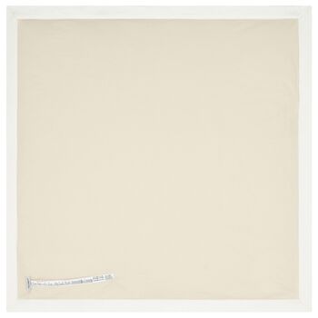 White & Beige Embroidered Logo Blanket