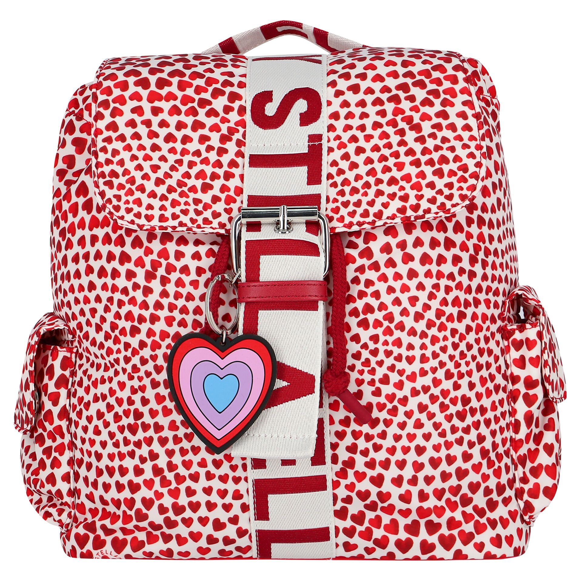Stella McCartney Girls Ivory & Red Hearts Backpack | Junior Couture
