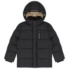Boys Black Logo Padded Puffer Jacket, 2, hi-res