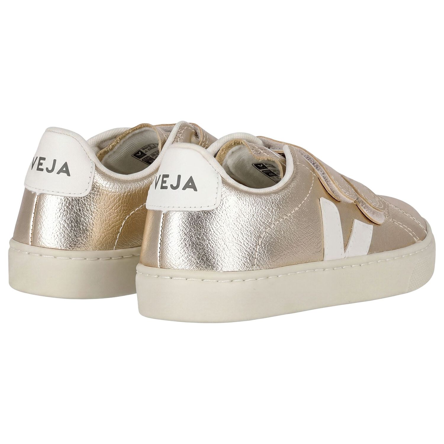 Gold & White Leather Trainers , 1, hi-res