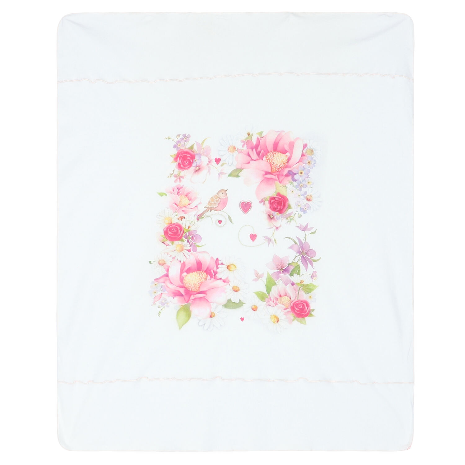 Baby Girls White Floral Blanket, 1, hi-res image number null