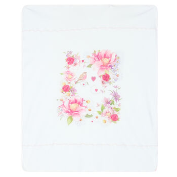 Baby Girls White Floral Blanket