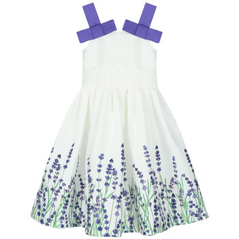 Girls White & Purple Lavender Dress