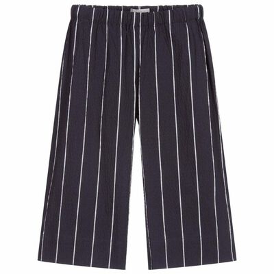 Girls Navy Striped Trousers
