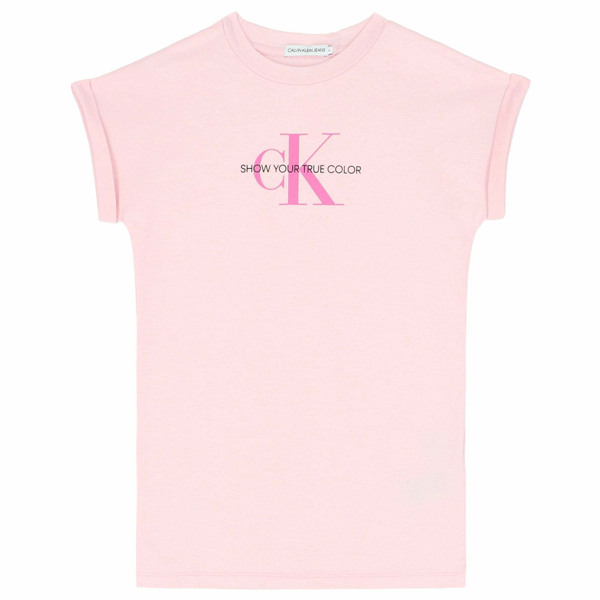 Calvin Klein Girls Pink Logo T Shirt Dress Junior Couture USA