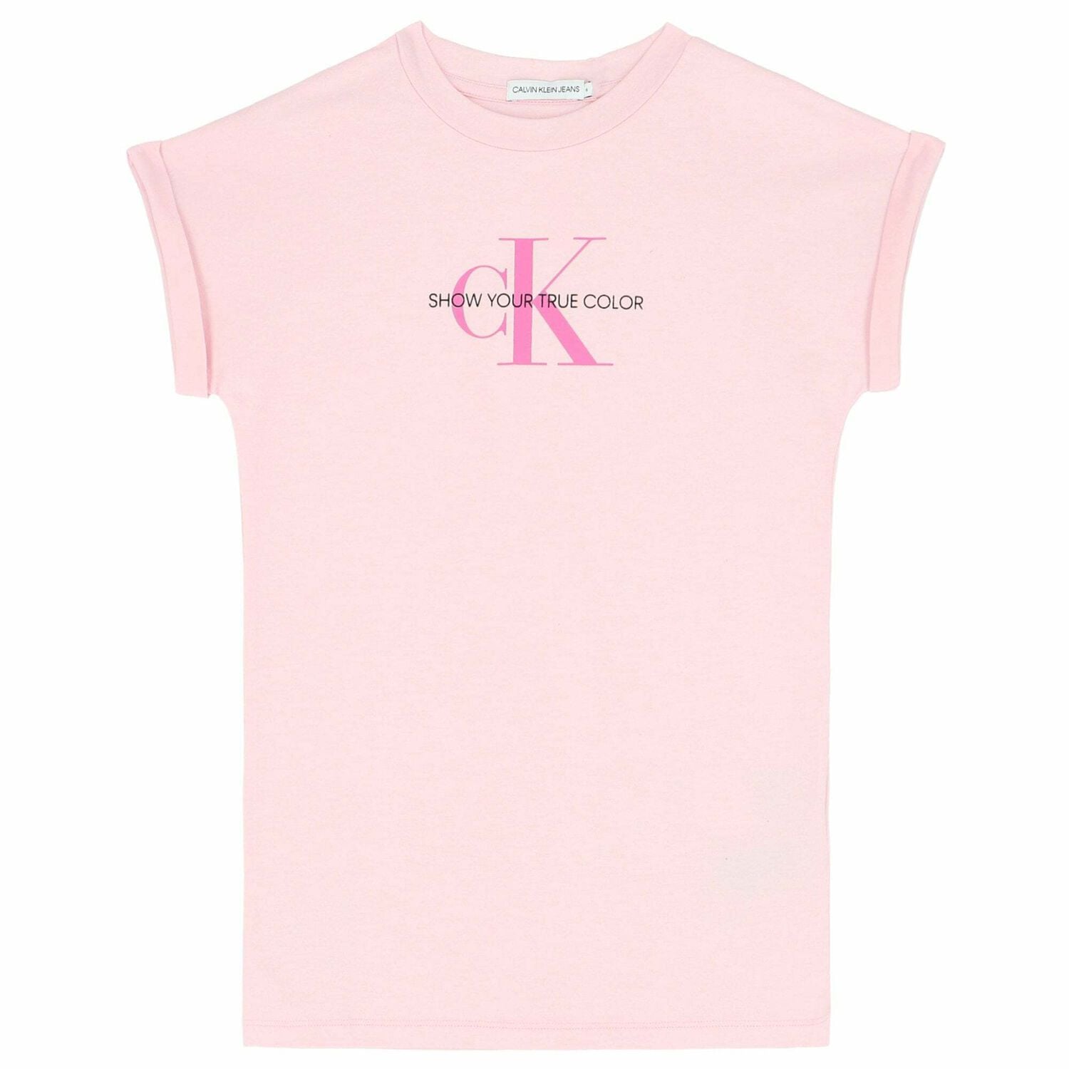 calvin klein t shirt dress pink Calvin Klein Kids logo-print T-shirt Dress | Pink