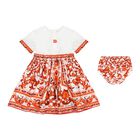 Baby Girls White & Orange Majolica Dress Set, 1, hi-res