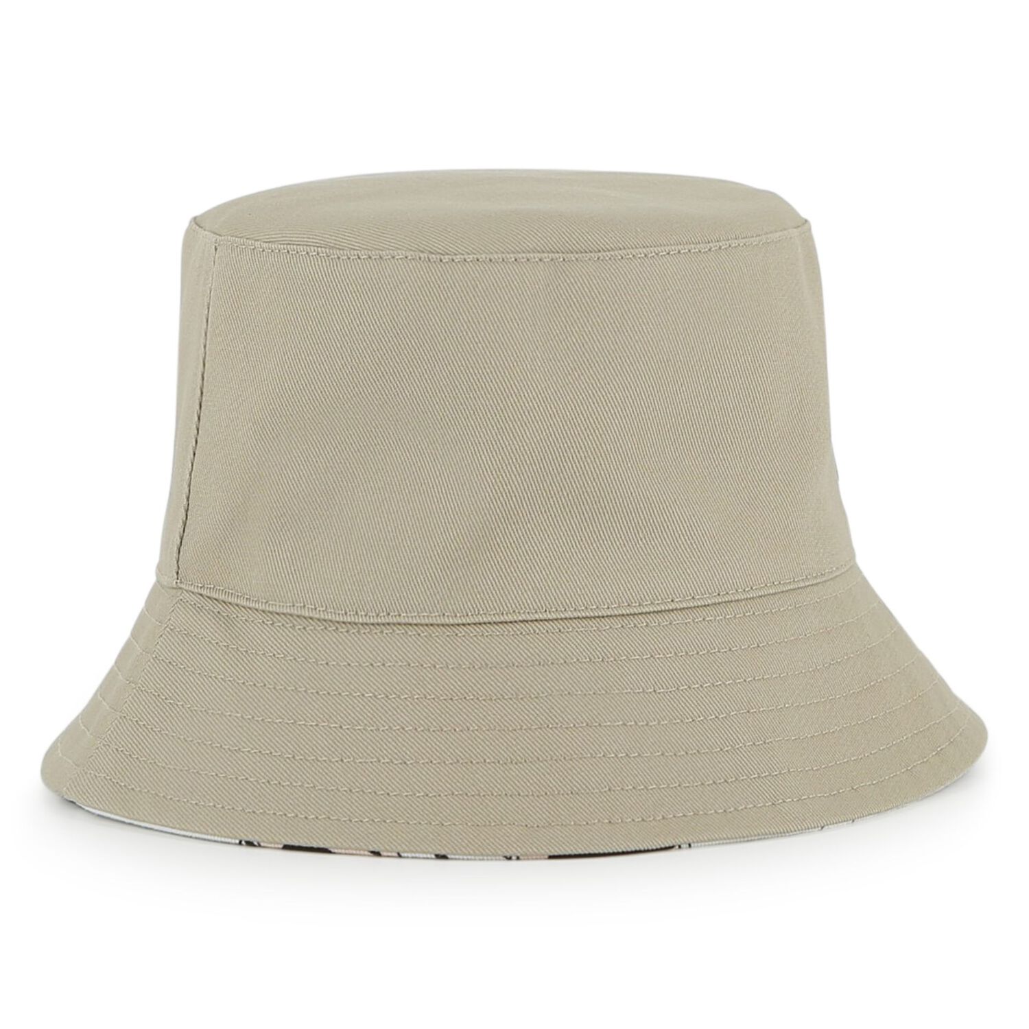 Baby Boys Beige & White Ikonik Karl Reversible Bucket Hat, 1, hi-res