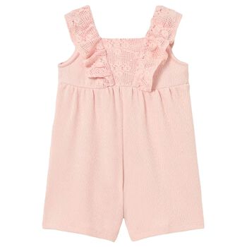 Younger Girls Pink Crotchet Jumpsuit