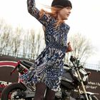 Girls Navy Blue Printed Dress, 1, hi-res