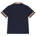 Boys Navy Blue Logo Polo Shirt, 1, hi-res