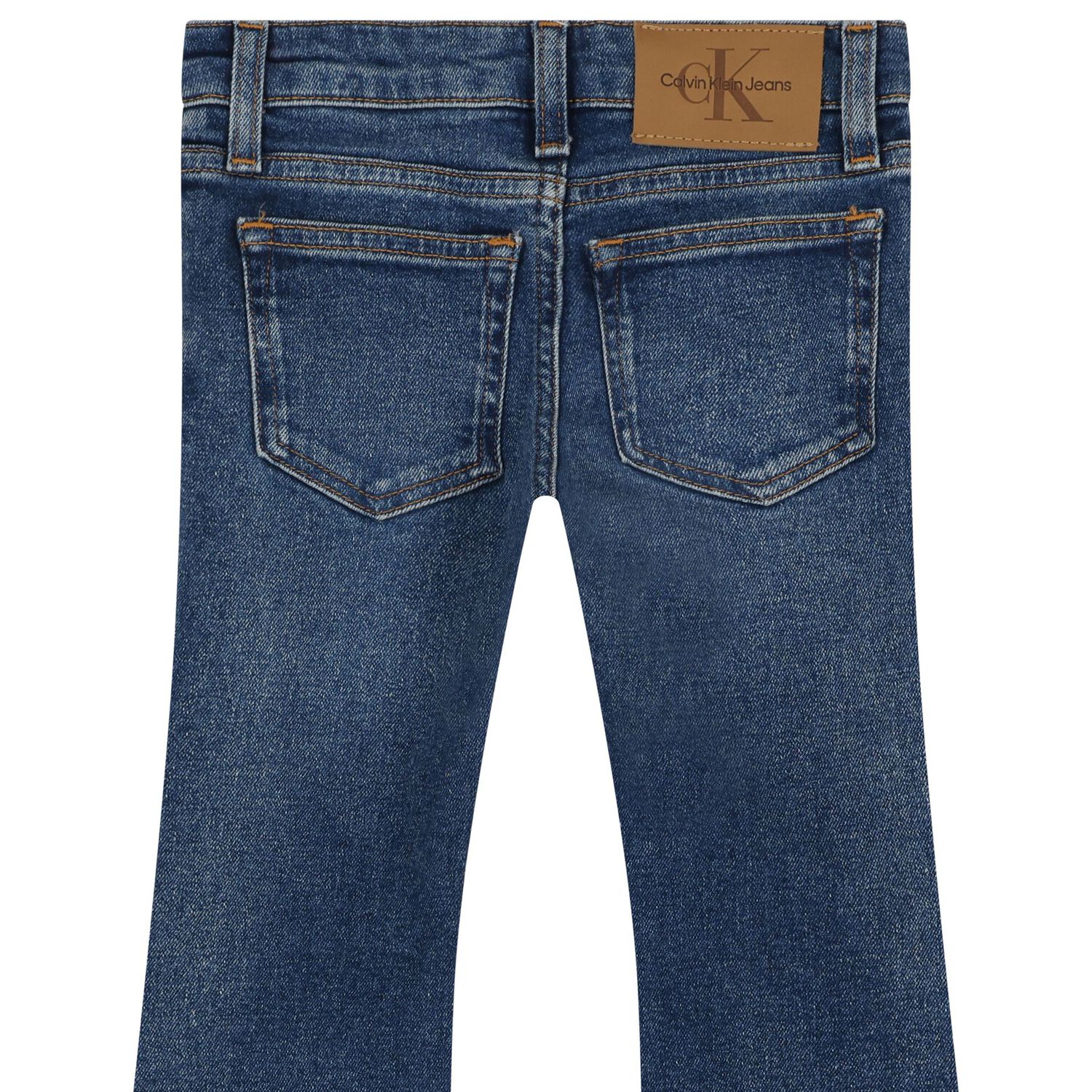 بنطلون جينز بالشعار باللون الأزرق للبنات, 1, hi-res