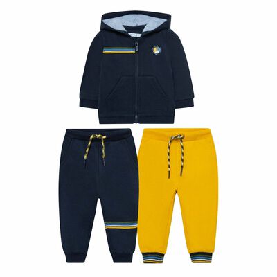 Younger Boys Navy & Yellow 3 Piece Tracksuit Set