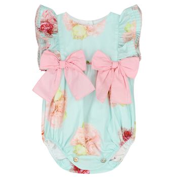 Baby Girls Blue & Pink Bow Bodysuit