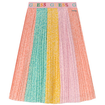 Girls Multi-Colored Logo Pleated Skirt