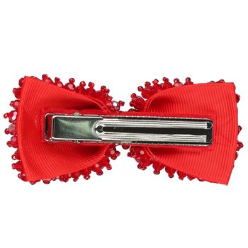 Girls Red Embellished Bow Hair Clip