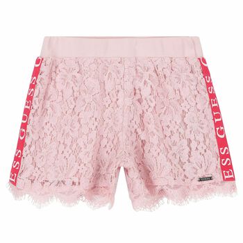 Girls Pink Logo Lace Shorts