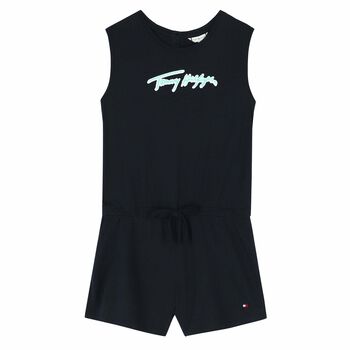 Girls Navy Logo Playsuit